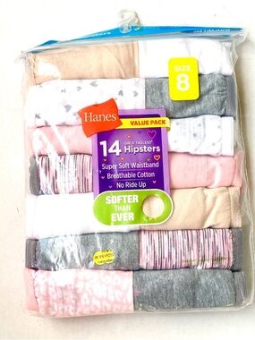 Hanes Girls 14-Pack Tagless Hipsters Panties